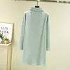 Top base de cuello alto medio para mujer, nueva colección de otoño 2026, corte holgado, adelgazante, de longitud media, camiseta de manga larga