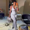 Estilo Europeo y Americano Ins Moda Callejera Transfronteriza Conjunto Casual de Pantalones con Cuello Halter en V para Mujer, Conjunto de Dos Piezas Sexy Único con Lunares y Escote Bajo