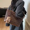 Bolso Nicho Coreano para Mujer Nuevo de Gran Capacidad Moda de Gama Alta Otoño e Invierno Bolso de Hombro a Cuadros Bolso Tote para Viajar