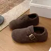 2026 Sapatos de Feijão de Pelúcia de Inverno Femininos Sola Macia Sapatos de Algodão Casuais Versáteis Sapatos de Pelo Salto Coberto Sapatos Simples de Lã Sapatos Femininos