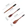 Conjunto portátil de viagem de três peças com colher, garfo e hashis de nanmu com laca antiga, conjunto para estudantes, colher e garfo de madeira, colher pequena de madeira