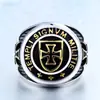 Guerreiro de Aço Vintage Medieval Cruz Cavaleiros Templários Anel de Aço Inoxidável Anel de Aço de Titânio Personalizado para Homens