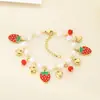 Nova Pulseira com Pingente Estilo Pastoral em Aço Inoxidável Série de Frutas Resina Colorida Morango Abacate Melancia