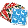 12 Piezas de Papel de Decoración Material de Decoración Manual de Empaque de Regalo de Nochebuena Cuadros Rojos y Verdes Base de Papel Decoración Transfronterizo