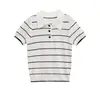 Exportación Transfronteriza Ropa de Mujer Estilo Europeo y Americano Verano 2025 Nueva Moda Simple Versátil Manga Corta Solapa Polo de Punto
