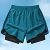 Shorts Esportivos Casuais de Verão para Corrida Masculino Maratona Atletismo Americano Secagem Rápida Forrado Camada Dupla Anti-corrida Calça de Três Pontos