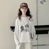Camiseta de Manga Longa Outono para Meninas Médias e Grandes Nova Roupa Infantil Camiseta Cartoon para Crianças Meninas Top Camada Base Modeladora Estilosa