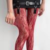 Medias de Seda Marrón para Mujer Finas de Primavera y Verano Anti-Desgarro Base de Seda Lolita Medias para Mujer de Encaje Flor Pequeña Huecas Dulces Frescas de Malla