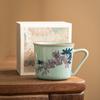 Taza de café hecha a mano con flor de magnolia pintada a mano de fábrica, taza para latte, taza de cerámica vintage, taza para beber, taza maestra de horno Ru