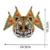 Parche de Tela Bordado de Cabeza de Tigre Agresiva Parche Decorativo Grande de Moda para Espalda de Abrigo Flor de Subsidio para Reparación de Agujeros de Animales