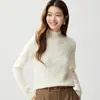 Baicai Rong 2026 Otoño/Invierno Nuevo Tejido de Cachemir Base Cálido Holgado Manga Larga Cuello Semi Alto Longitud Media Ropa Interior