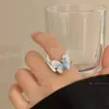 Anillo Coreano Nuevo Mariposa de Cristal Gradual Diseño Nicho Cool y Dulce Elegante Gota de Aceite Perla Anillo Abierto