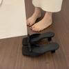 Sandalias de Satén con Lazo Estilo Hada, Punta Abierta y Cuadrada para Mujer, Ideales con Faldas y Ropa de Verano, Tacón Alto Impresionante de 5 cm