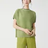 Camiseta de Manga Corta de Verano Nueva para Mujer Talla Grande Mismo Estilo de Marca Grande Fábrica Top Plisado Holgado para Mujer Adelgazante