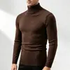 Suéter de Cuello Alto para Hombre 2026 Otoño Invierno Color Sólido Corte Ajustado Talla Grande Manga Larga Jersey de Punto Casual Cálido Capa Base