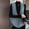 Chaleco Cardigan de Punto Grueso de Lana Pura de Siete Agujas con Cuello en V, Chaleco Irregular sin Mangas en Capas, Nuevo de Invierno 2026