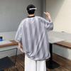 Camiseta de verano de moda de marca de moda suelta de moda de media manga de moda urbana de cuello redondo a rayas delgadas para hombre de uso diario nuevo