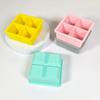 Popular Transfronterizo Bandeja de Hielo de Silicona 4-Rejilla 6-Rejilla Cubo de Hielo Cuadrado Molde de Hielo Cuadrado con Tapa Bandeja de Hielo de Color Puro Molde de Hielo