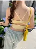 Estilo Francês Hot Girl Sexy Alça Fina Vazada Almofada de Peito Pequeno Camisole Colete Feminino Verão Base para Usar por Baixo Costas Bonitas para Usar por Cima