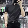 Camisa casual de manga corta de alta gama, sin arrugas, fluida para hombre, corte slim, con un look sofisticado, tejido elástico y diseño sin costuras, perfecta para ropa de negocios.