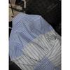 Liquidación 130Algodón Satinado Patchwork Hilo Teñido Rayas Sueltas Cuello Puntiagudo Clásico Hombro Caído Silueta Camisa