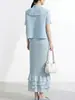 Conjunto plisado único, hermoso e impresionante para mujer de alta gama, un conjunto completo de dos piezas que consta de un cárdigan y una falda