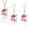 Joyería Transfronteriza con un Diseño Único y Exquisito, Collar Colgante de Sapo Hongo Rojo y Conjunto de Joyería de Pendientes Y2K