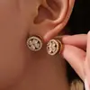 Omaca Rotatorio 5A Zircón Flor Acero de Titanio Collar Pendientes Anillo Nicho Moda Elegante Nuevo Conjunto para Mujer