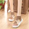 Pantuflas Tejidas Ligeras de Suela Gruesa de Talla Grande Transfronterizas para Mujer Sandalias Romanas Redondas de Lana Nuevas Casuales Europeas y Americanas Comercio Exterior