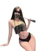 Chao Mu Hogar Diversión Encaje qqny corte dividido lencería sexy deseo puro suspensor pijamas seductores
