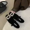 Sapatos de Salto Baixo Quadrados com Fivela e Strass Estilo Francês para Mulheres, Outono e Inverno 2026, Delicados e Versáteis, Adequados para Combinar com Saias, Sapatos Mary Jane para Mulheres