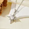 Colgante Versátil y Dulce, Cadena de Acero Inoxidable, Colgante de Estrella y Estrella de Mar Incrustado con Diamantes, Collar de Circonita que No se Desvanece para Mujer