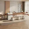 Mesa de Isla de Madera Maciza Minimalista Moderna y Juego de Sillas para el Hogar, Sala de Estar, Oficina, Mesa de Té de Lujo Ligero, Modelo Nuevo, Estilo Chino Nuevo