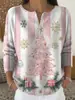Sudadera de Punto con Cuello en V, Botones y Mangas Largas, Estilo Nuevo Transfronterizo, Otoño e Invierno, Suéter con Estampado de Moda Personalizado para Mujer