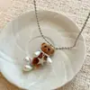 Collar Colgante de Oso de Terciopelo Lindo Estilo Retro y Cachorro, Cadena para Suéter de Lujo Ligero de Gama Alta, Accesorio de Cuello Versátil Personalizado para Mujeres