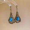 Pendientes de Plata con Forma de Gota de Agua Tachonados con Diamantes, Pendientes Exquisitos de Estilo Corte Vintage, Pendientes Sencillos de Lujo Ligero de Alta Gama al por Mayor