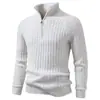 Suéter com zíper de gola alta meia-altura estilo europeu e americano para outono e inverno, peça de tricô, pulôver casual tendência com gola alta, camada base
