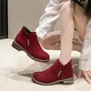 Botas Curtas Retro Foscas de Salto Médio para Mulheres, Comércio Exterior Europeu e Americano, Botas Martin de Salto Grosso e Solado Plano com Zíper Lateral Amazon