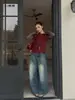 Camiseta Larga de Manga Larga con Rayas Falsas de Dos Piezas Inss para Mujer, Suéter de Punto Estilo Coreano Otoño e Invierno 300266