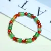 Pulseira Colorida de Ágata Pavão Brasileira com Contas Redondas, Contas de Bambu e Contas Cilíndricas, Pulseira de Jadeíta para Homens e Mulheres, Item Popular de Live Stream