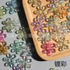 Accesorios de bricolaje, cuentas acrílicas de 17 mm, cuentas de flores de seis pétalos chapadas en color, cuentas de colores con agujero recto, cuentas sueltas