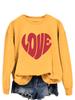 Amazon Independent Station divertido casual gola redonda simples feminino manga comprida vermelho LOVE coração solto suéter desejo
