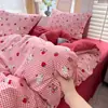 Juego de cuatro piezas Clase A, estilo nuevo, algodón puro lavado, ropa de cama sencilla, sábana, funda de edredón, sábana bajera, juego de tres piezas para dormitorio de estudiante 4