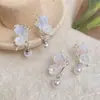 Exquisitos Pendientes de Perla Mariposa de Cristal Degradado, Lujo Accesible Diseño de Nicho, Pendientes de Gama Alta, Pendientes Súper de Hada y Frescos
