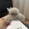 Pinza para el Cabello de Piel de Visón Genuino Coreana, Elegante Pinza Esponjosa para el Cabello, Pinza de Peluche para el Cabello, Pinza para la Parte Posterior de la Cabeza, Accesorio para el Cabello de Pinza de Tiburón para Mujeres