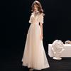 Vestido de Noche de Comercio Exterior para Mujer 2026 Nuevo Vestido de Noche de Encaje para Banquete de Reunión Anual Anfitrión Vestido Cruzado de Longitud Media para Dama de Honor