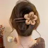 Presilha de bico de pato marrom de cachorro coreano, presilha elegante para coque torcido, presilha de cabelo volumizadora para a parte de trás da cabeça, acessório de cabelo de alta qualidade