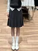 Falda Media de Lana para Mujer Otoño Invierno Petite Talla Grande Cintura Alta Falda Media de Línea A Falda Midi Plisada de Lana Falda Corta