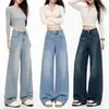 Jeans Retro de Pierna Ancha Adelgazantes para Mujer, de Tiro Alto, Nuevos Otoño/Invierno 2026, Estilo Americano Caído, Pantalones Sueltos y Casuales de Largo Hasta el Suelo