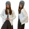 Colección nueva de invierno 2026: chaquetas acolchadas de algodón, modernas y versátiles, con mangas de punto sencillas, diseño de algodón acanalado y abrigo cálido estilo coreano